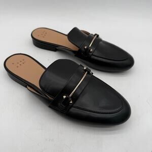 A New Day Black Mule Loafers Gold Bit Slip On Flats 8.5
